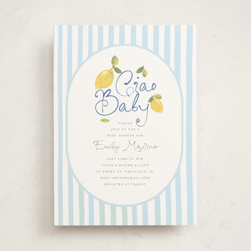 This is a ice baby shower invitations with standard by Teju Reval called lemon printing on signature in standard