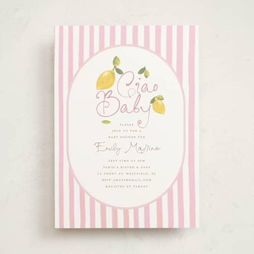 This is a petal baby shower invitations with standard by Teju Reval called lemon printing on signature in standard
