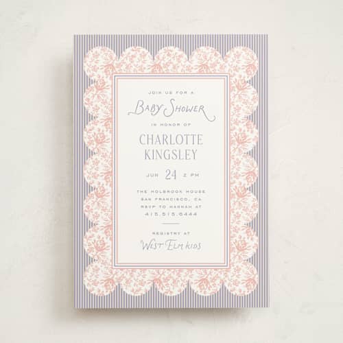 This is a rosebud baby shower invitations with standard by Heather Schertzer called nostalgic printing on signature in standard