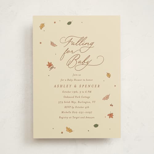 This is a pie baby shower invitations with standard by letterfix called sweet autumn printing on signature in standard