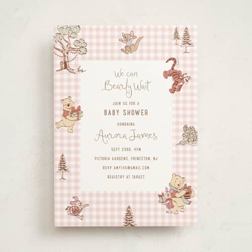 This is a petal baby shower invitations with standard by Teju Reval called disney's fun pooh printing on signature in standard
