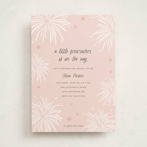 This is a cotton candy baby shower invitations with standard by Ilene Guy called americana printing on signature in standard