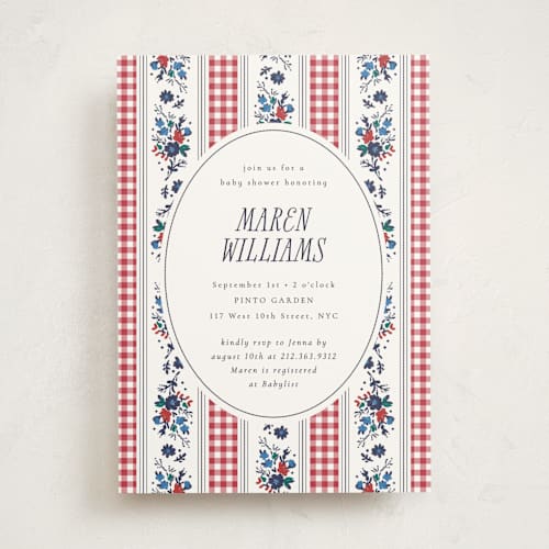 This is a tomato baby shower invitations with standard by Emily Sabol Goss called pattern mix printing on signature in standard