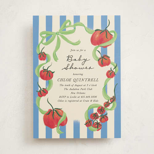 This is a lime baby shower invitations with standard by Jackie Crawford called petit pomodoro printing on signature in standard