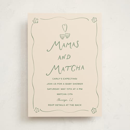 This is a matcha baby shower invitations with standard by Ani Somi called perfect matcha printing on signature in standard