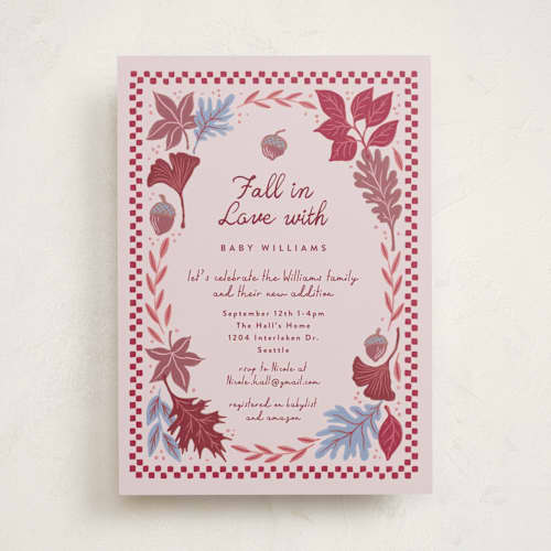 This is a cerise baby shower invitations with standard by Alethea and Ruth called fall in love printing on signature in standard
