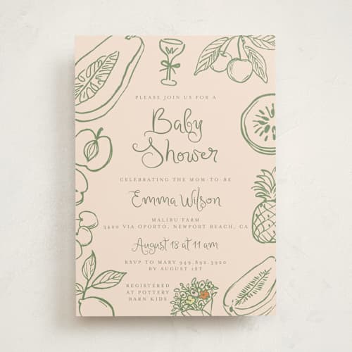 This is a grapefruit baby shower invitations with standard by Reilly Kavanaugh called locally grown baby shower printing on signature in standard