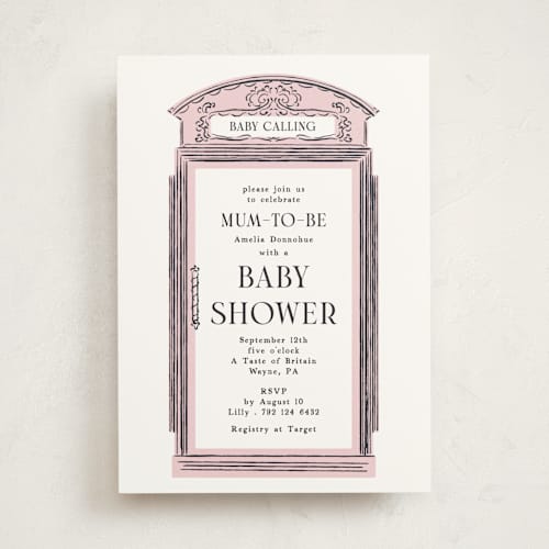 This is a rosebud baby shower invitations with standard by Gwen Bedat called baby calling printing on signature in standard