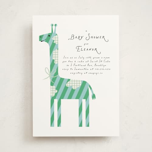 This is a earth baby shower invitations with standard by mo kelley called patterned giraffe printing on signature in standard