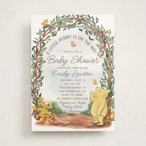 This is a honey baby shower invitations with standard by The Savage Label called vintage winnie the pooh baby shower invite printing on signature in standard