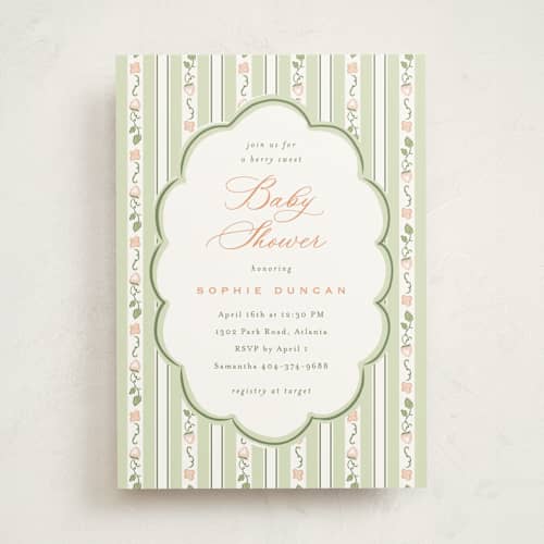 This is a garden baby shower invitations with standard by letterfix called very berry printing on signature in standard
