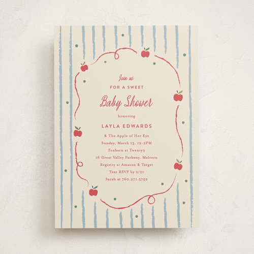This is a picnic baby shower invitations with standard by Carolyn MacLaren called apple of my eye printing on signature in standard