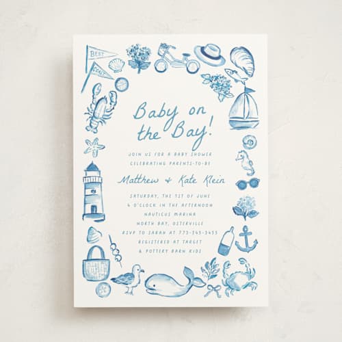 This is a ocean baby shower invitations with standard by Itsy Belle Studio called coastal baby printing on signature in standard