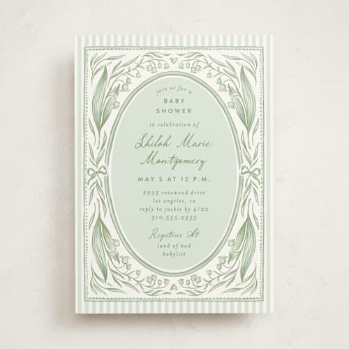This is a lilypad baby shower invitations with standard by Leah Bisch called lily printing on signature in standard