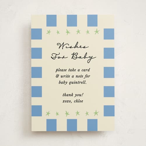 This is a lime baby shower decorations with standard by Jackie Crawford called petit pomodoro printing on doublethick in 5x7