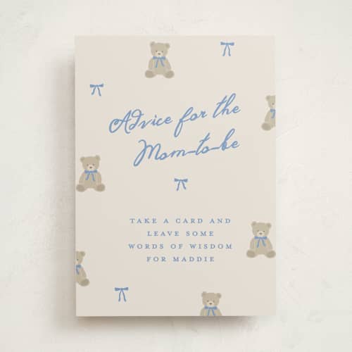 This is a waterfall baby shower decorations with standard by Kelly Watkins called so beary cute printing on doublethick in 5x7