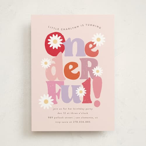 This is a petal kids birthday invitations with standard by chocomocacino called lei printing on signature in standard