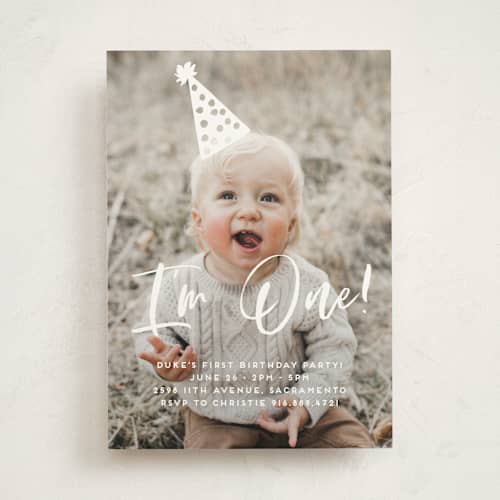 This is a sugar kids birthday invitations with standard by Christie Garcia called hats off printing on signature in standard