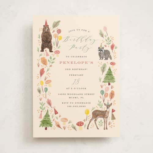 This is a sunshine kids birthday invitations with standard by iamtanya called woodland celebration printing on signature in standard