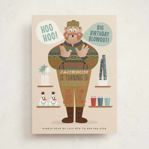 This is a birch kids birthday invitations with standard by Erica Krystek called disney's frozen big birthday blowout printing on signature in standard