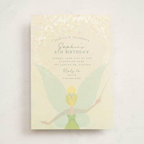 This is a pixie kids birthday invitations with standard by Heather Cairl called disney's tinkerbell fairy dust printing on signature in standard