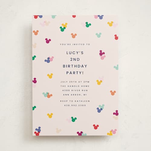 This is a bold kids birthday invitations with standard by Ellen Schlegelmilch called disney's mickey confetti printing on signature in standard