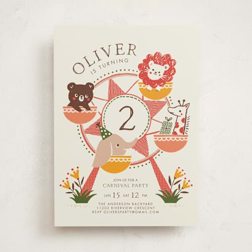 This is a apple kids birthday invitations with standard by Vivian Yiwing called little carnival printing on signature in standard