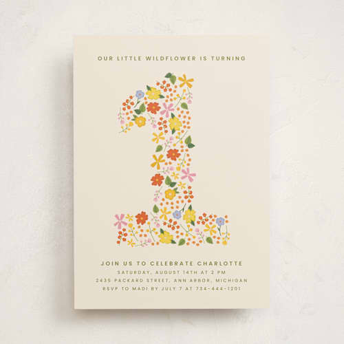 This is a vibrant kids birthday invitations with standard by Ellen Schlegelmilch called little wildflower printing on signature in standard