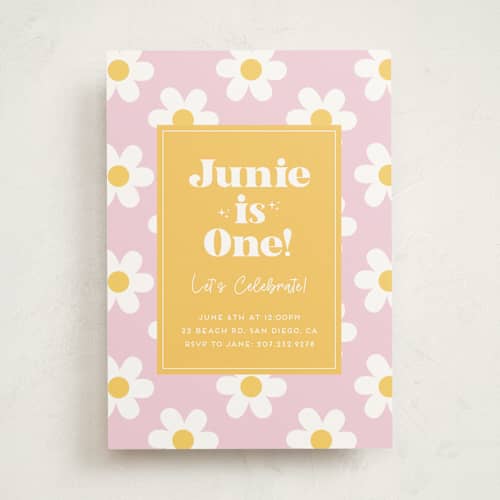 This is a daisy kids birthday invitations with standard by Little Print Design called daisys printing on signature in standard