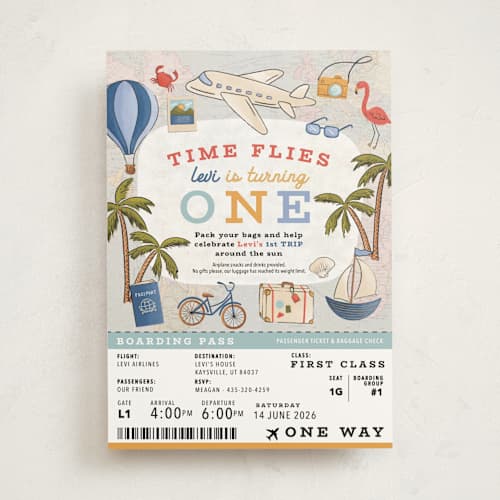 This is a aqua kids birthday invitations with standard by Meagan Griffin called first class - birthday printing on signature in standard