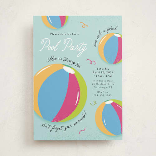 This is a fruit punch kids birthday invitations with standard by Sarah Hawkins Designs called make a splash! printing on signature in standard