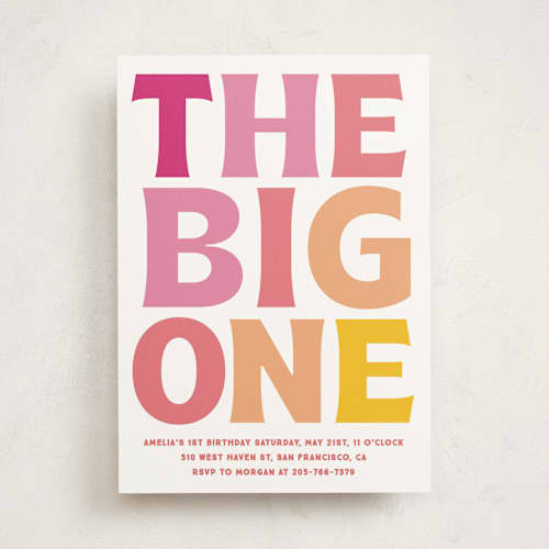 This is a rose kids birthday invitations with standard by Baumbirdy called the big one printing on signature in standard