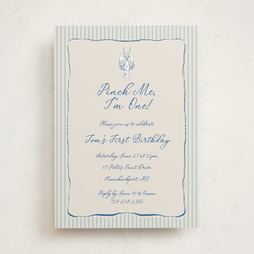 This is a marine kids birthday invitations with standard by Lucrecia Caporale called easide serenade printing on signature in standard