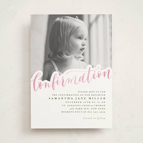 This is a poppy confirmation invitations cards with standard by Anastasia Makarova called shining confirmation printing on signature in standard