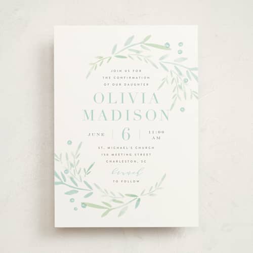 This is a sky confirmation invitations cards with standard by Kristie Kern called garden frame printing on signature in standard