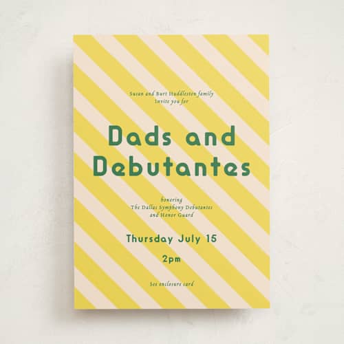 This is a limoncello debutante party invitations with standard by Ani Somi called bright stripes printing on signature in standard