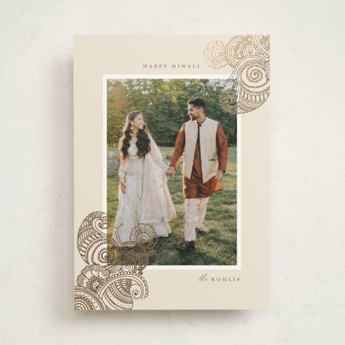 This is a chand diwali cards with foil pressed by Sejal Banker called henna dreams printing on signature in standard