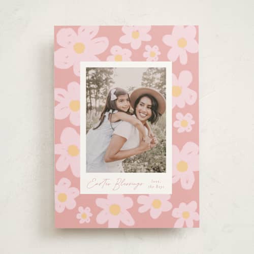 This is a peony easter photo cards with standard by Annie Shapiro called bay printing on signature in standard