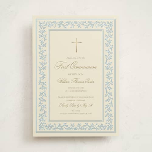 This is a fountain confirmation invitations cards with foil pressed by Rina Ozum called graceful baptism printing on signature in standard