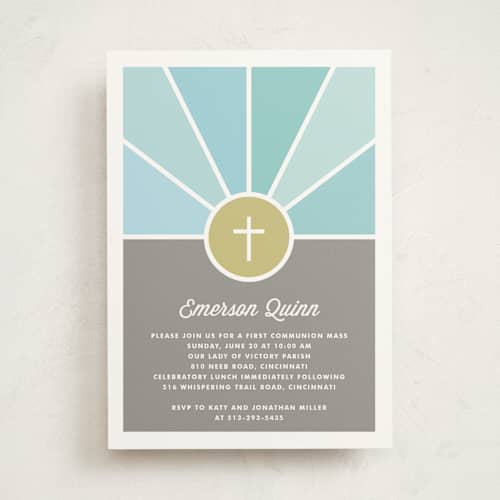This is a sky communion invitations announcements with standard by Kim Dietrich Elam called window printing on signature in standard