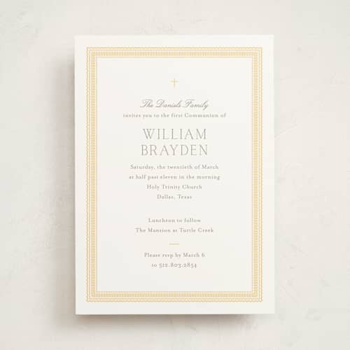 This is a melon communion invitations announcements with standard by Megan Davis called savannah printing on signature in standard