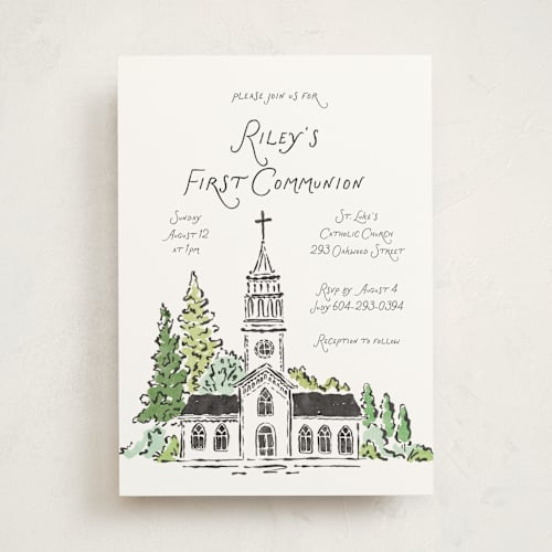This is a pine communion invitations announcements with standard by Vivian Yiwing called church printing on signature in standard