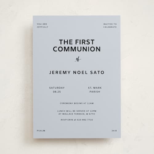 This is a sky communion invitations announcements with standard by Studio Suku called courthouse printing on signature in standard