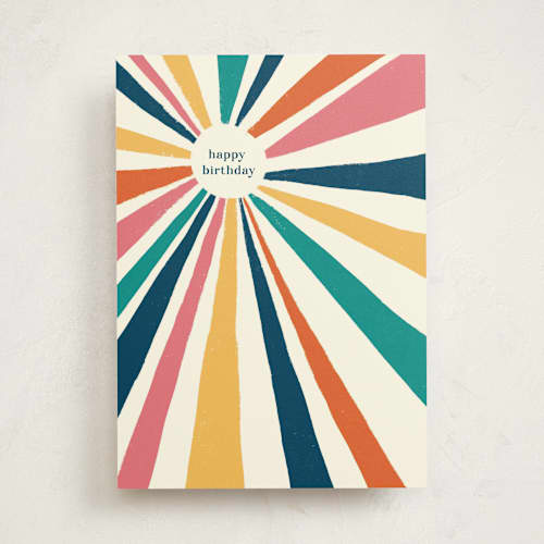 This is a rainbow tbd with standard by Kristen Knechtel called vintage sunburst printing on signature in greeting cards