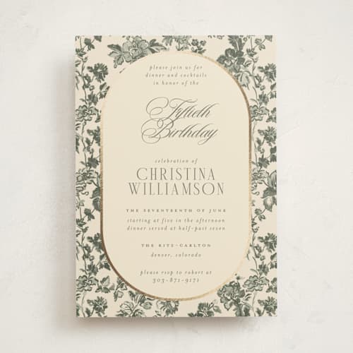 This is a garden holiday party invitations with foil pressed by Jenna Holcomb called formally printing on signature in standard