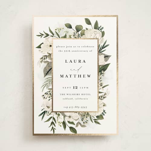 This is a vanilla holiday party invitations with foil pressed by Susan Moyal called classic love printing on signature in standard