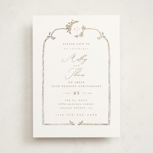 This is a porcelain holiday party invitations with foil pressed by Leah Bisch called reflection printing on signature in standard