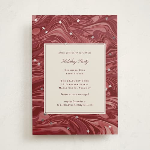This is a mulled wine holiday party invitations with foil pressed by Corinne Malesic called marble and stars printing on signature in standard