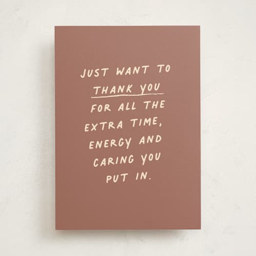 This is a rust tbd with standard by Annie Clark called passing notes printing on signature in greeting cards