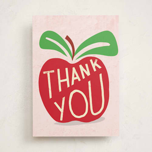This is a apple tbd with standard by Bridget Kirsten Camden called teacher thank you printing on signature in greeting cards